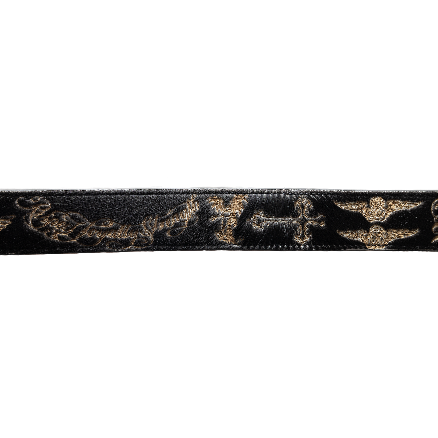BLACK LASER TATTOO PONY HAIR BELT