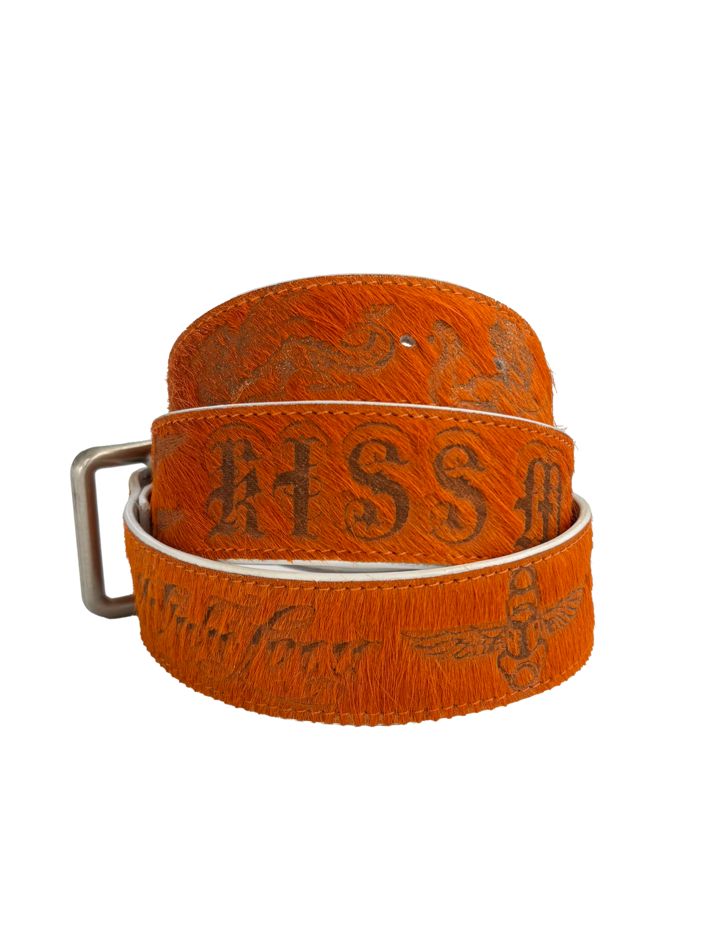 LASER TATTOO PONY HAIR BELT ORANGE