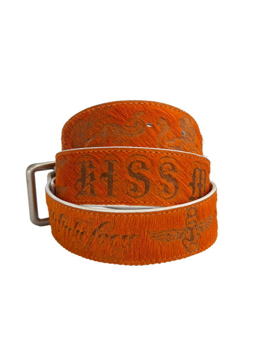 LASER TATTOO PONY HAIR BELT ORANGE