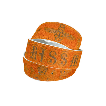 LASER TATTOO PONY HAIR BELT ORANGE