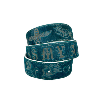 LASER TATTOO PONY HAIR BELT BLUE