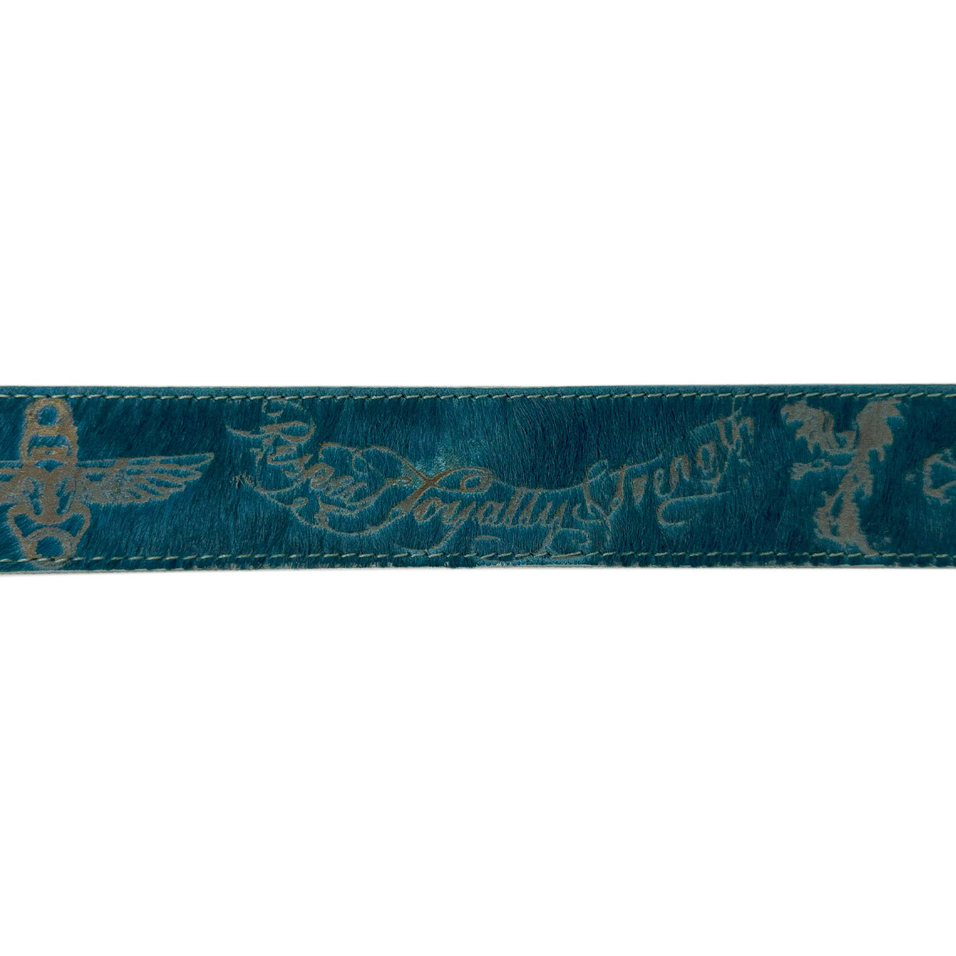 LASER TATTOO PONY HAIR BELT BLUE