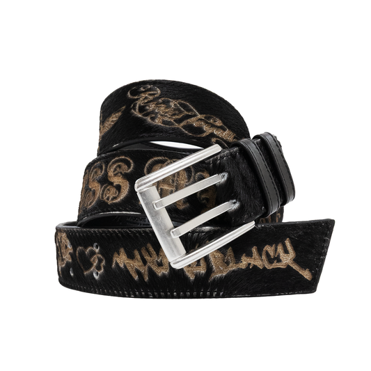 BLACK LASER TATTOO PONY HAIR BELT