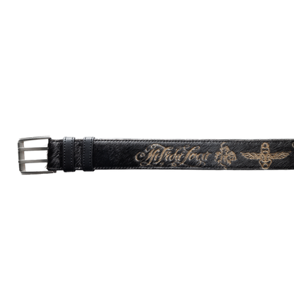 BLACK LASER TATTOO PONY HAIR BELT